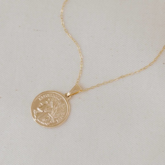 French Coin Necklace | 18k Gold Filled - Picture 3 of 10